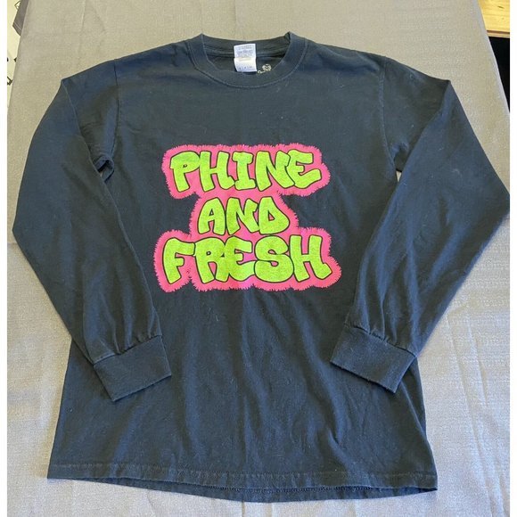 Phine and Fresh Fresh Prince Parody Black Graphic Long Sleeve Crew Neck Tee S - Picture 1 of 6